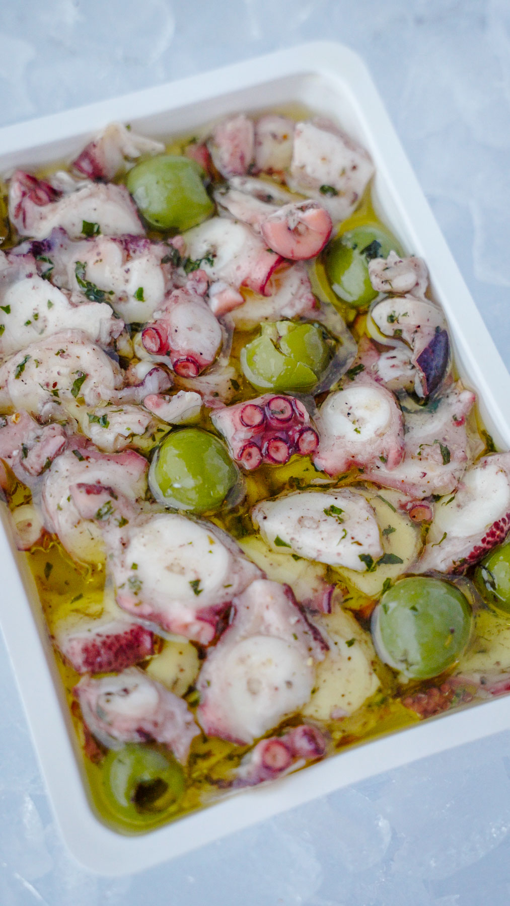 Marinated Octopus Salad with Olive, Mint and Lemon